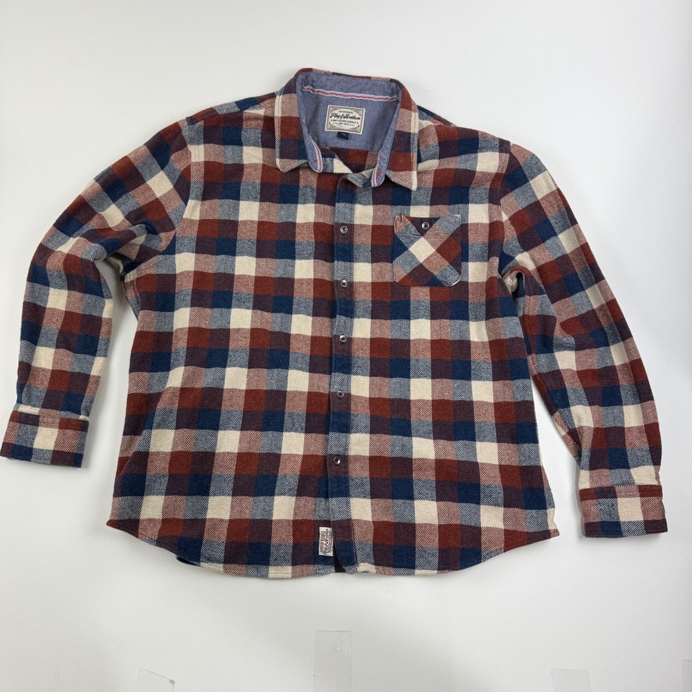 Flag & Anthem Plaid Flannel Shirt Long Sleeve Button Up Casual Top‎ Men's XXL